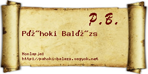 Páhoki Balázs névjegykártya