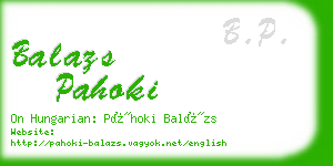 balazs pahoki business card